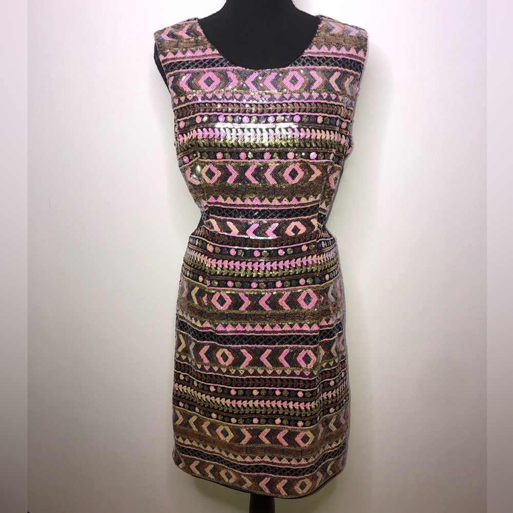 Forever 21 Pink Black Sequin Medium Dress